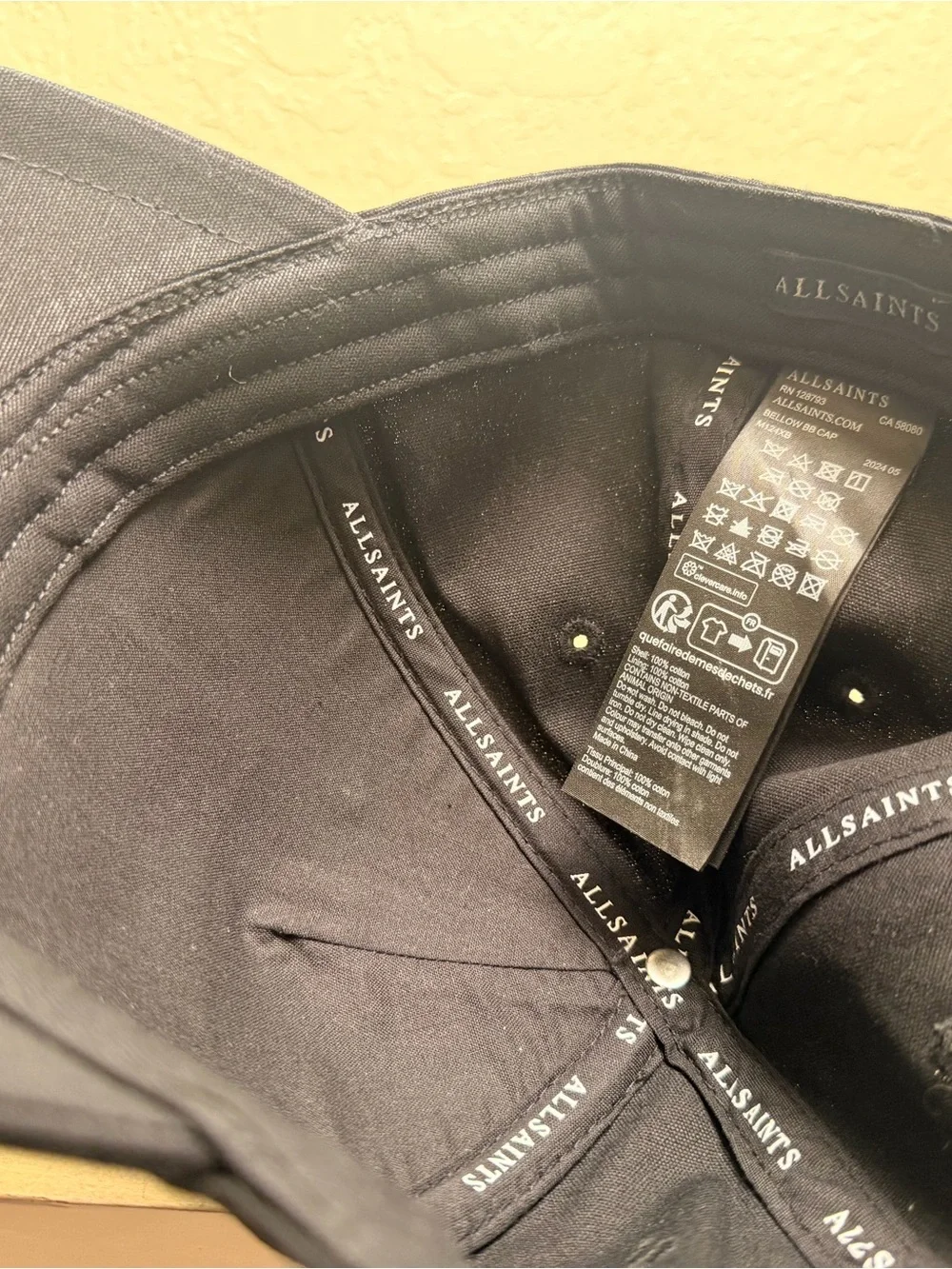 All Saints Black Raised Logo Baseball Cap